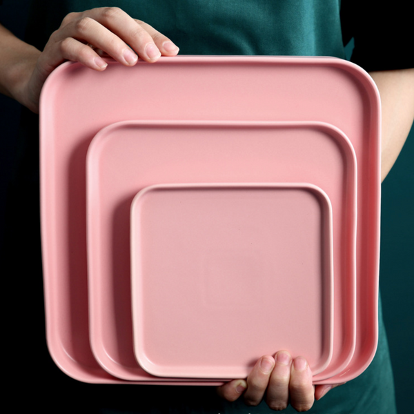 Pink Square Dinner Plate - Serving plate, small plate, snacks plates | Plates for dining table & home decor