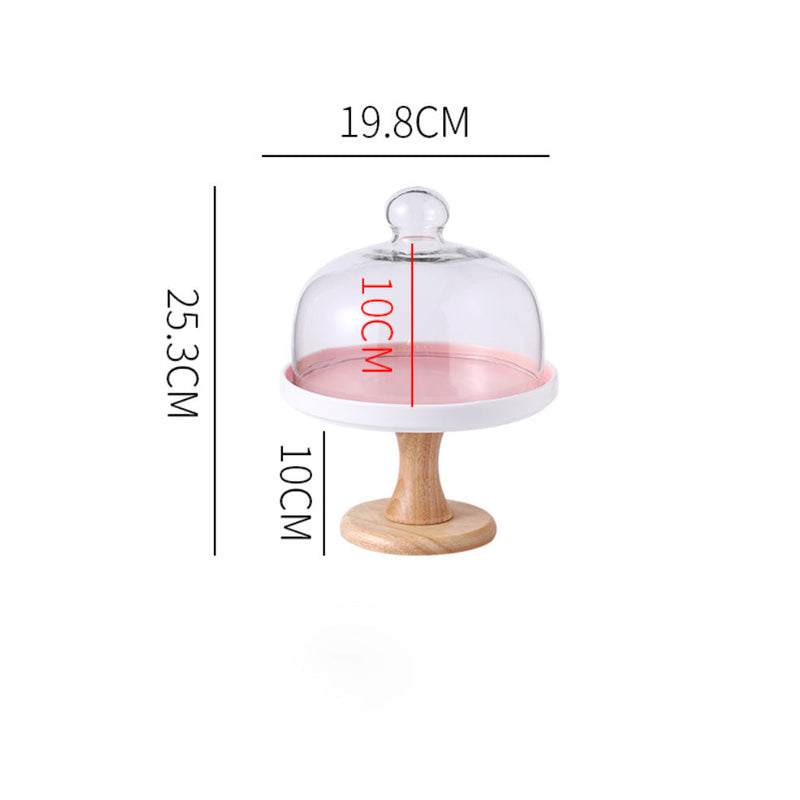 Cake Stand With Cloche Pink 7.5 Inch