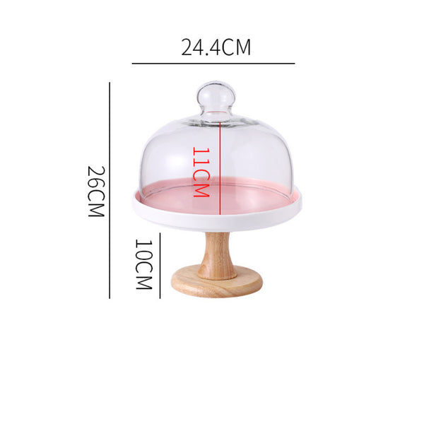  Cake Stand With Cloche Pink 9.5 Inch