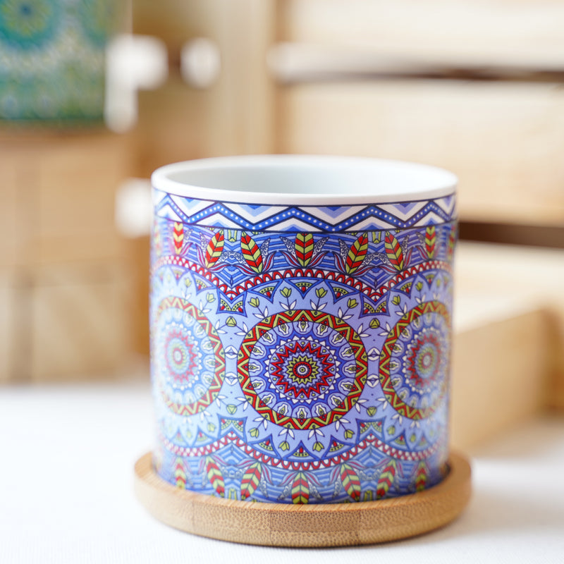 Artful Garden Ceramic Planter With Coaster Set Of 4