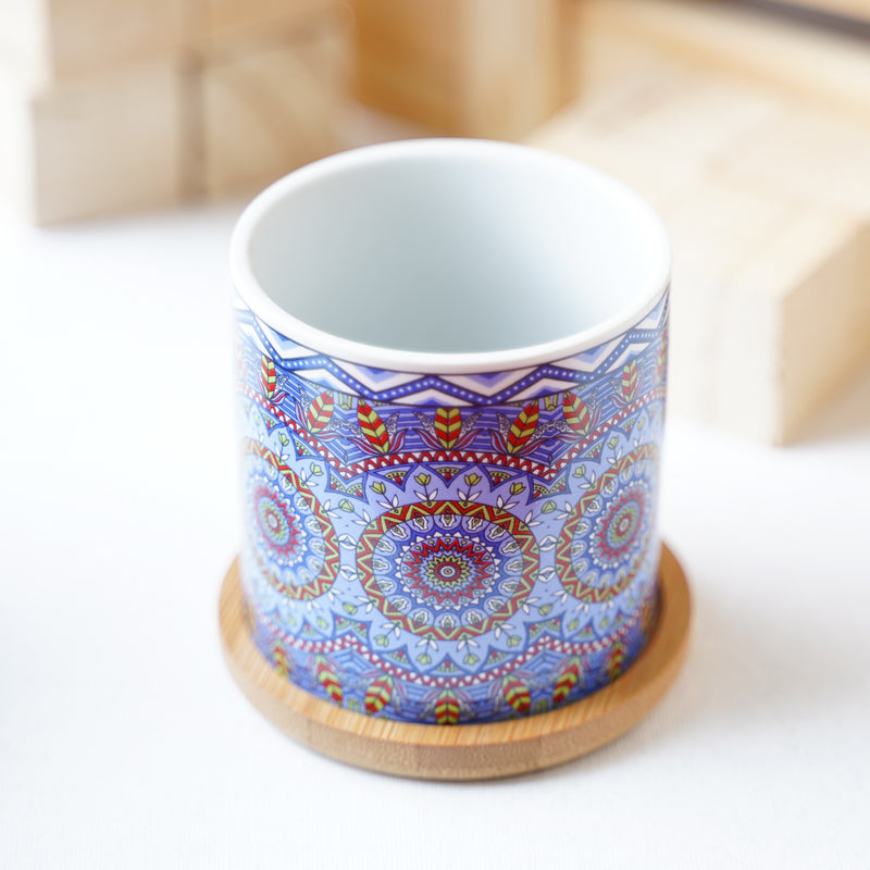 Artful Garden Ceramic Planter With Coaster Set Of 4