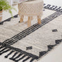 Black and Beige Hand Woven Carpet for Living Room