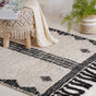 Black and Beige Hand Woven Carpet for Living Room