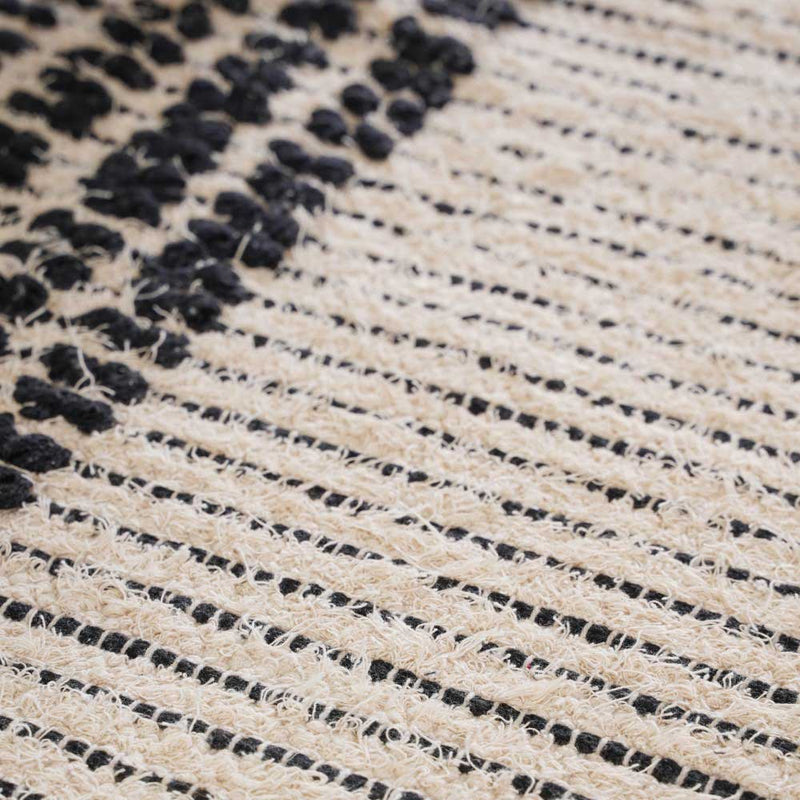 Black and Beige Hand Woven Carpet for Living Room