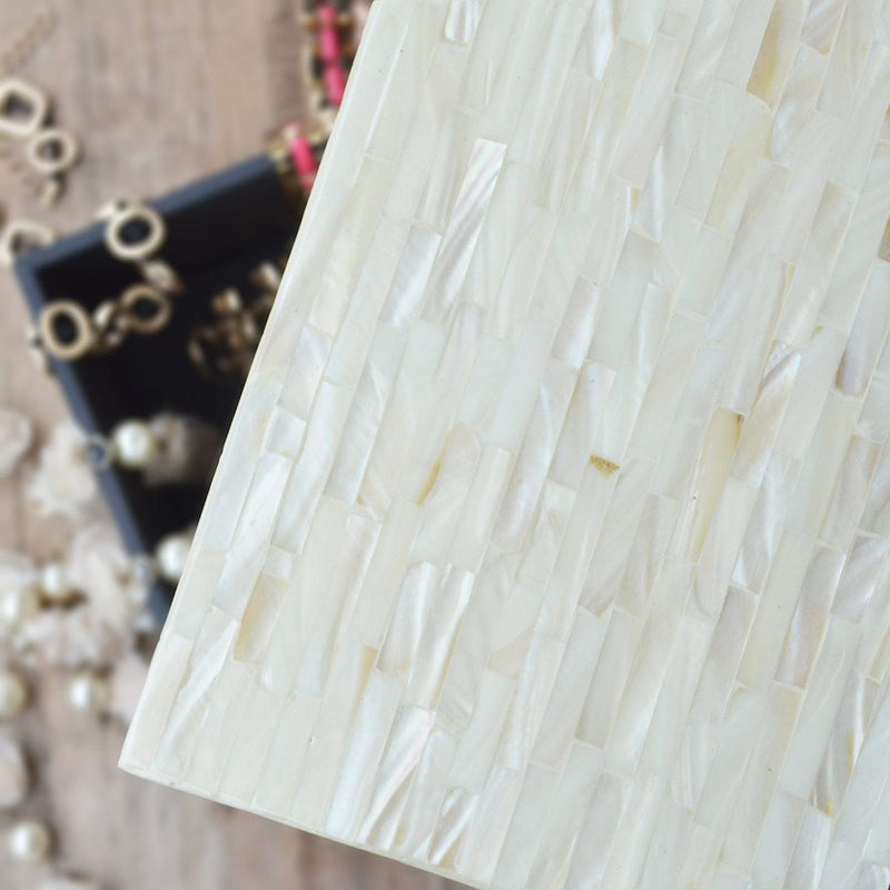 Mother Of Pearl Rectangle Box- Pearl White