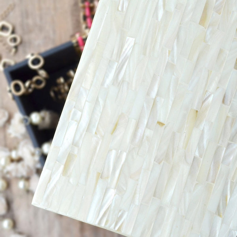 Mother Of Pearl Rectangle Box- Pearl White