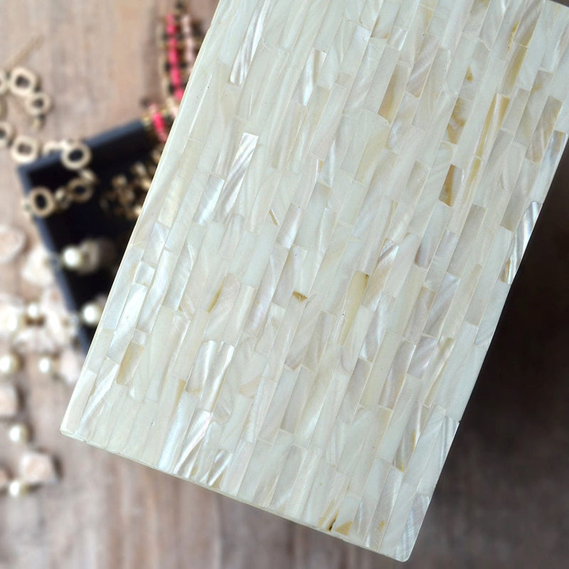Mother Of Pearl Rectangle Box- Pearl White