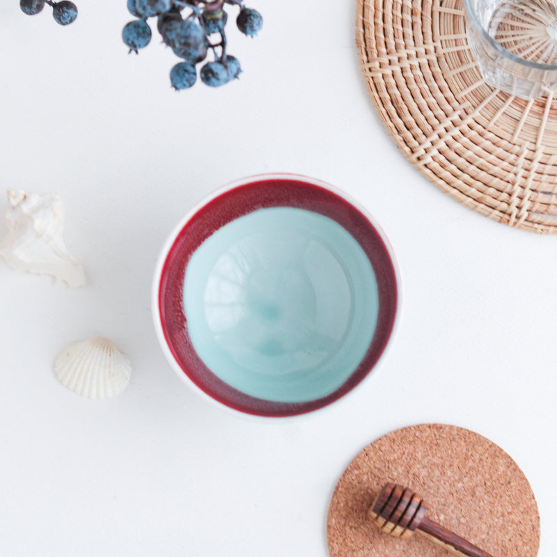 Red And Blue Bowl - Set of 2 200 ml - Bowl,ceramic bowl, snack bowls, curry bowl, popcorn bowls | Bowls for dining table & home decor