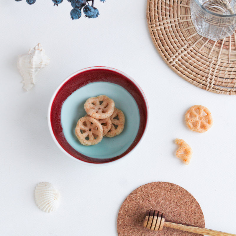 Red And Blue Bowl - Set of 2 200 ml - Bowl,ceramic bowl, snack bowls, curry bowl, popcorn bowls | Bowls for dining table & home decor