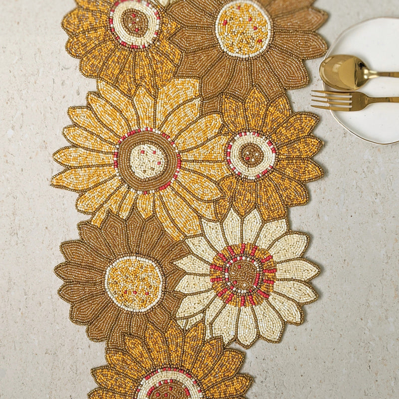 BEADS Sunflower Runner - Yellow, White and Gold