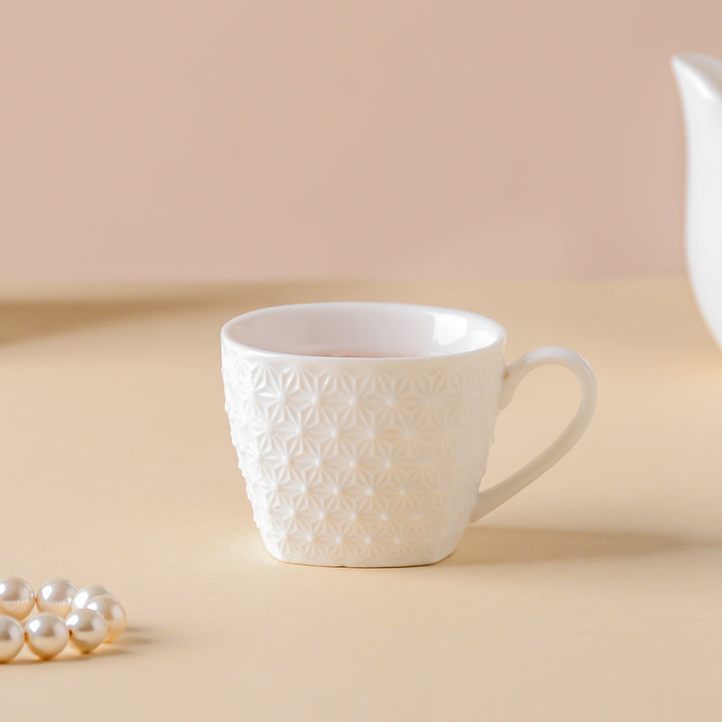 Riona Patterned Teacup White- Tea cup, coffee cup, cup for tea | Cups and Mugs for Office Table & Home Decoration