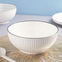 White Ribbed Serving Bowl - Bowl, ceramic bowl, serving bowls, noodle bowl, salad bowls, bowl for snacks, large serving bowl | Bowls for dining table & home decor