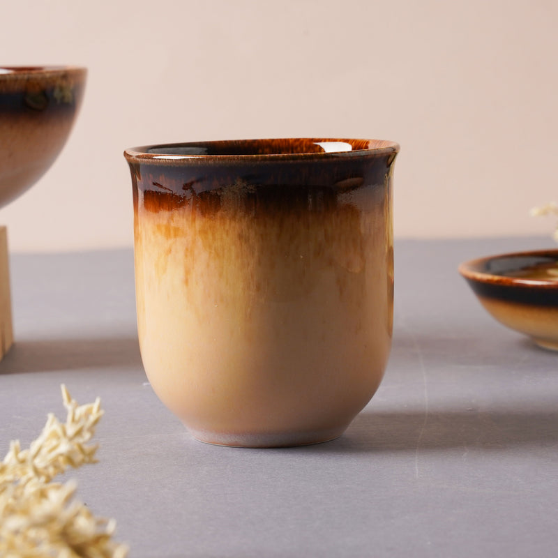 Brown Ceramic Dinner Set For One