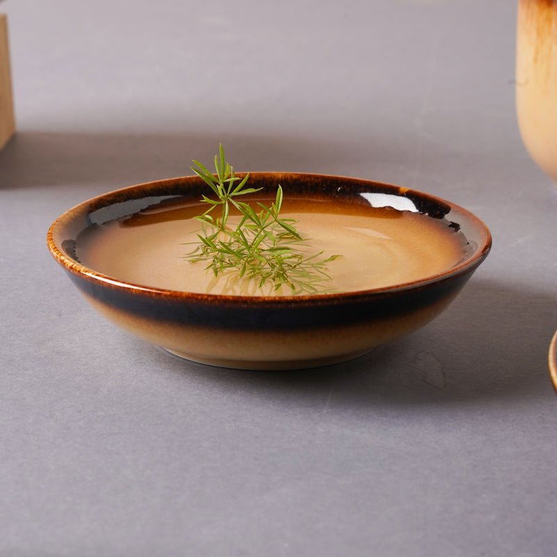 Brown Ceramic Dinner Set For One