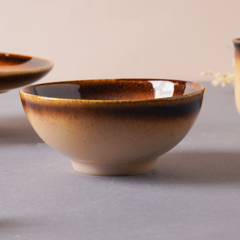 Brown Ceramic Dinner Set For One