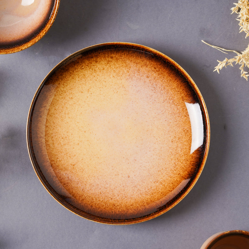Brown Ceramic Dinner Set For One