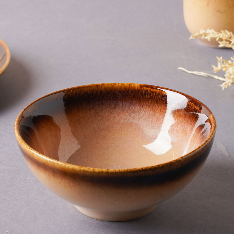 Brown Ceramic Dinner Set For One