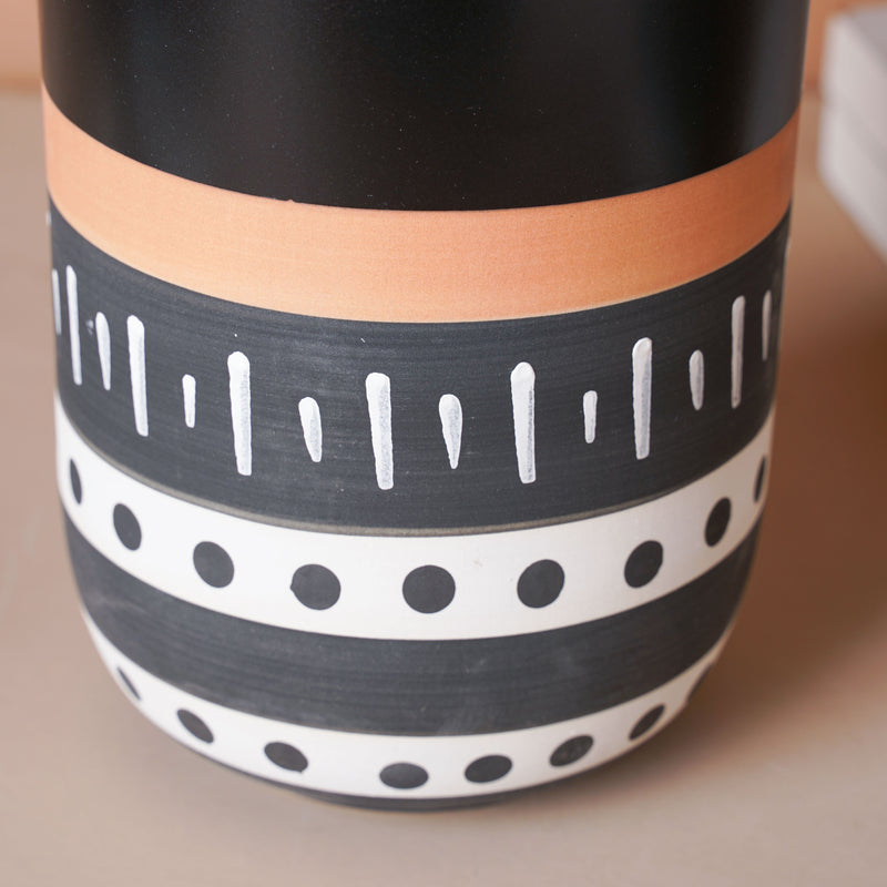 Black Ethnic Flute Vase - Flower vase for home decor, office and gifting | Home decoration items