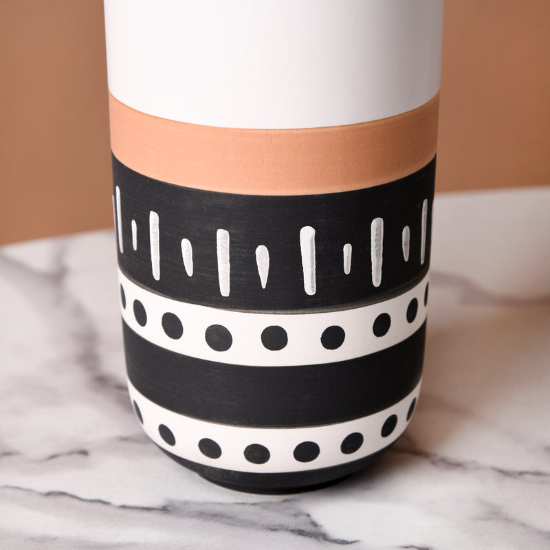 White Ethnic Vase - Flower vase for home decor, office and gifting | Home decoration items