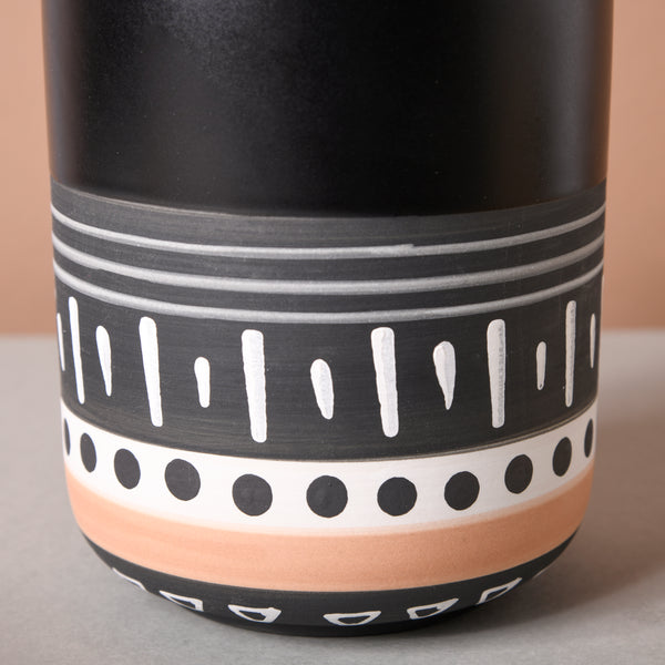 Black Ethnic Vase - Flower vase for home decor, office and gifting | Home decoration items
