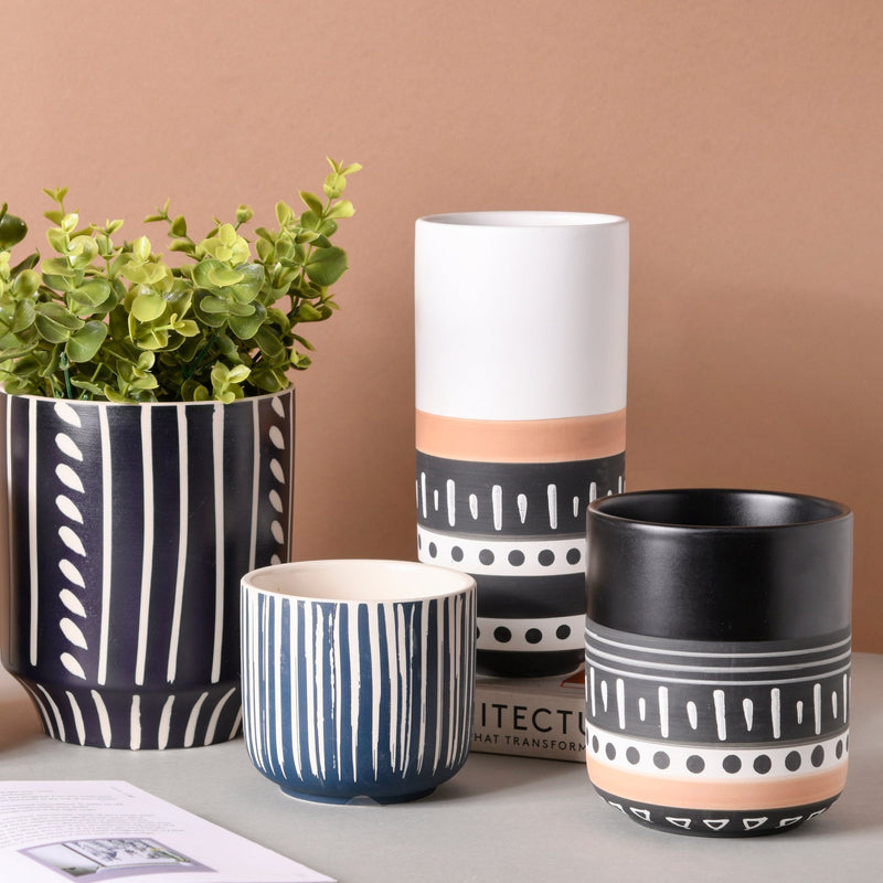 White Ethnic Vase - Flower vase for home decor, office and gifting | Home decoration items