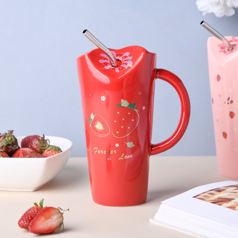 Strawberry Sipper- Mug for coffee, tea mug, cappuccino mug | Cups and Mugs for Coffee Table & Home Decor