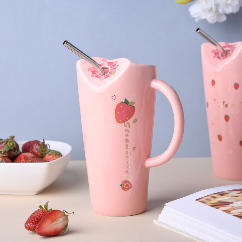 Strawberry Sipper- Mug for coffee, tea mug, cappuccino mug | Cups and Mugs for Coffee Table & Home Decor