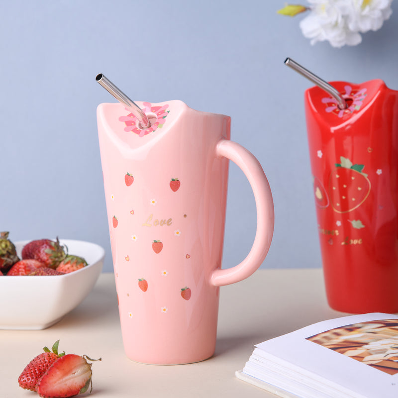 Strawberry Sipper- Mug for coffee, tea mug, cappuccino mug | Cups and Mugs for Coffee Table & Home Decor