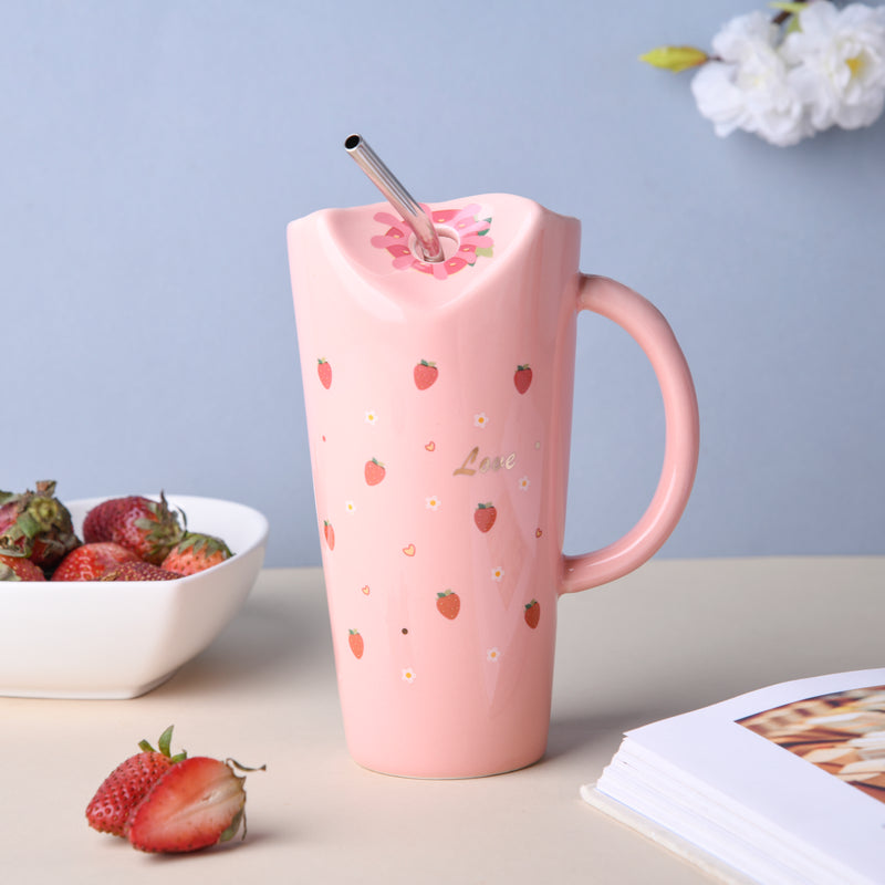 Strawberry Sipper- Mug for coffee, tea mug, cappuccino mug | Cups and Mugs for Coffee Table & Home Decor