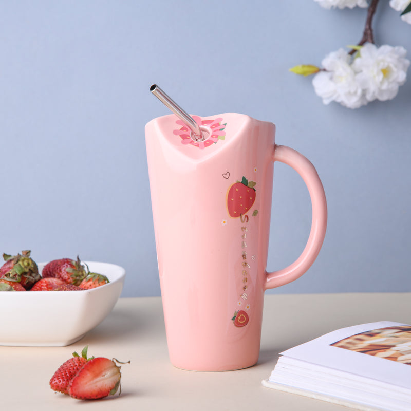 Strawberry Sipper- Mug for coffee, tea mug, cappuccino mug | Cups and Mugs for Coffee Table & Home Decor