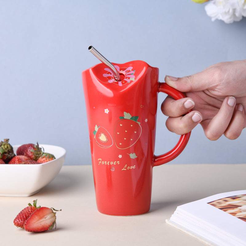 Strawberry Sipper- Mug for coffee, tea mug, cappuccino mug | Cups and Mugs for Coffee Table & Home Decor