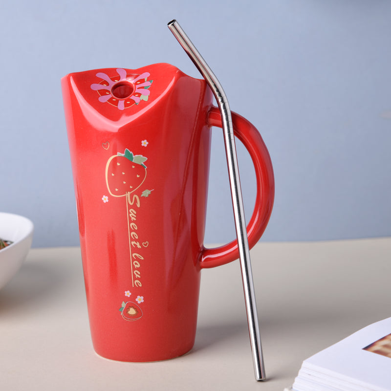 Strawberry Sipper- Mug for coffee, tea mug, cappuccino mug | Cups and Mugs for Coffee Table & Home Decor