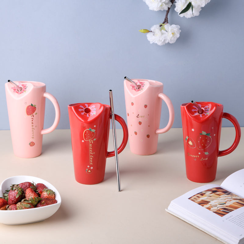 Strawberry Sipper- Mug for coffee, tea mug, cappuccino mug | Cups and Mugs for Coffee Table & Home Decor