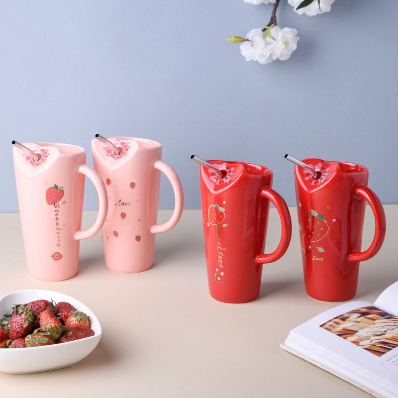 Strawberry Sipper- Mug for coffee, tea mug, cappuccino mug | Cups and Mugs for Coffee Table & Home Decor