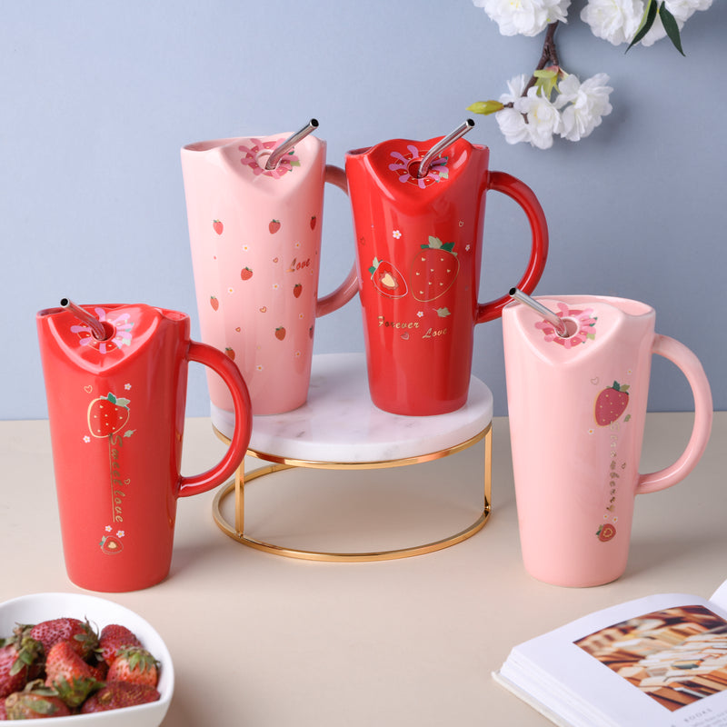 Strawberry Sipper- Mug for coffee, tea mug, cappuccino mug | Cups and Mugs for Coffee Table & Home Decor
