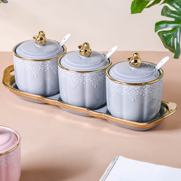 Gray Vintage Spice Jar Set of 3 - Jar
