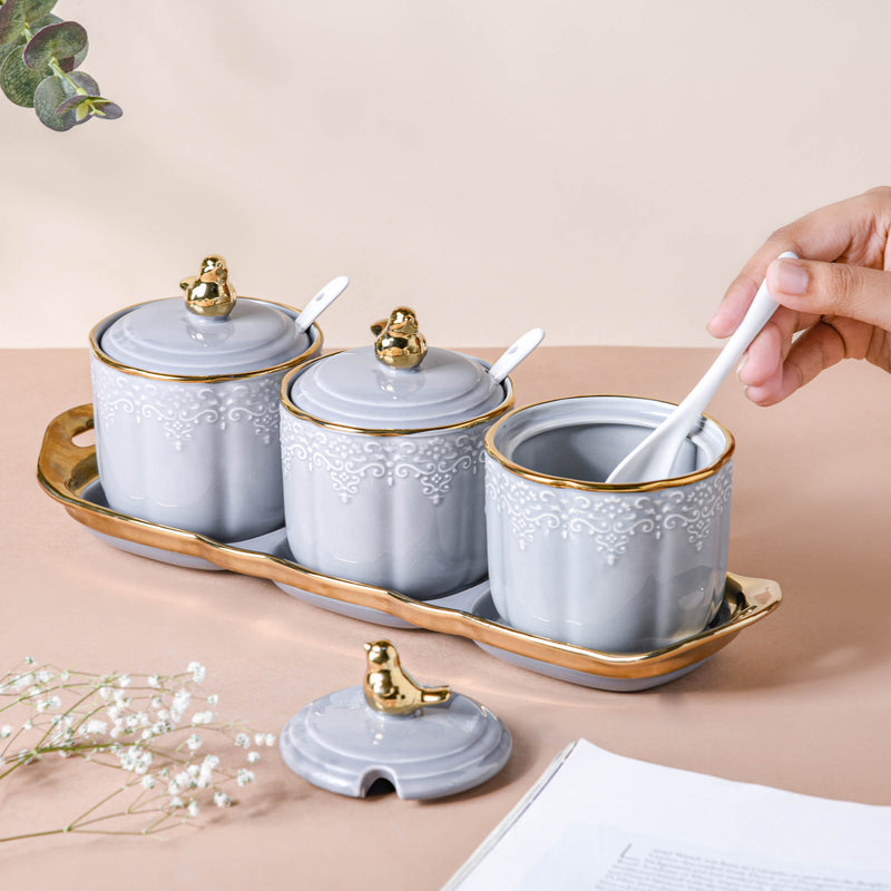 Gray Vintage Spice Jar Set of 3 - Jar