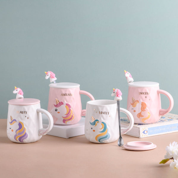 Unicorn Mug With Lid And Spoon