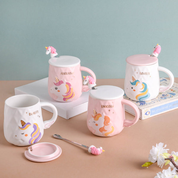 Unicorn Mug With Lid And Spoon