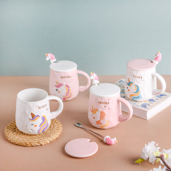 Unicorn Mug With Lid And Spoon