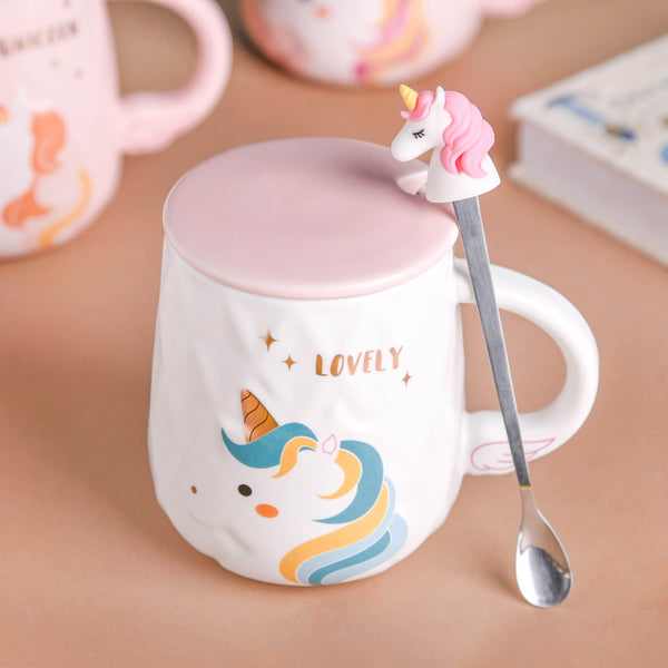 Unicorn Mug With Lid And Spoon