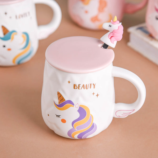 Unicorn Mug With Lid And Spoon