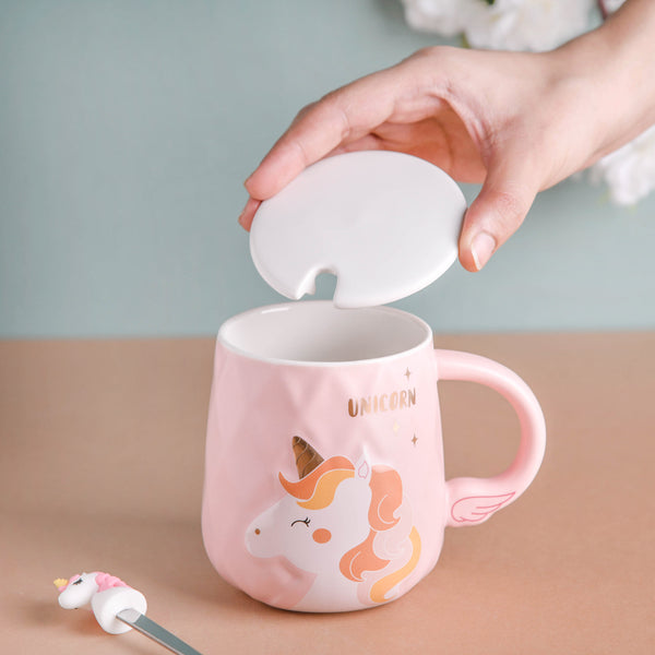 Unicorn Mug With Lid And Spoon