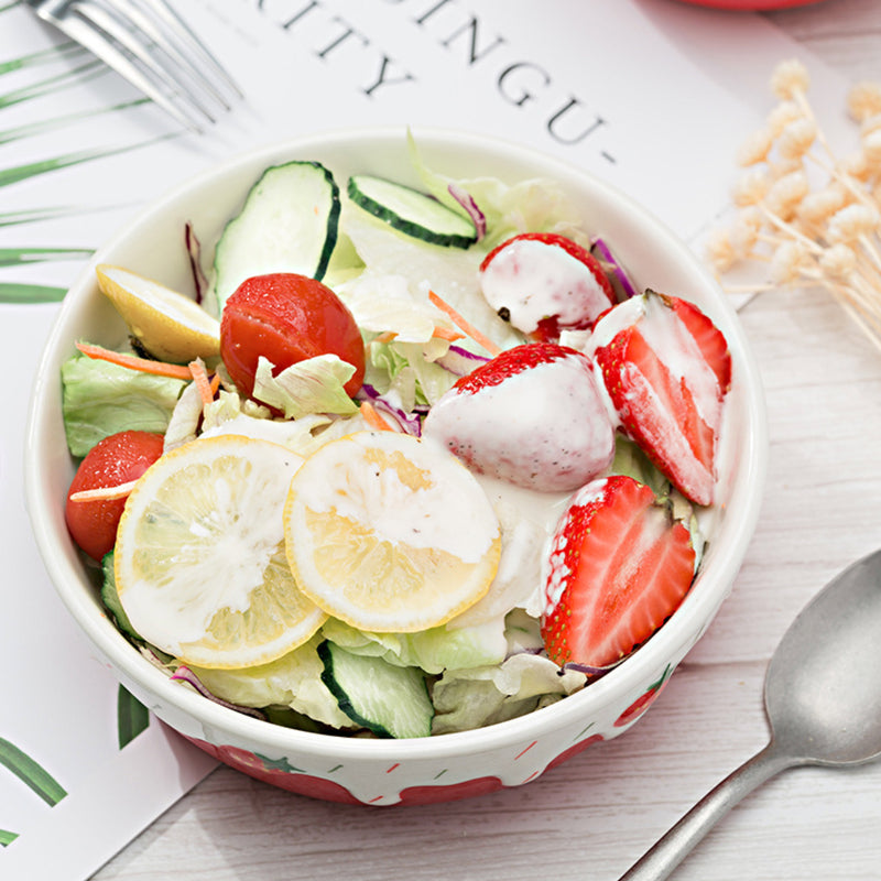 Strawberry Salad Bowls - Bowl, ceramic bowl, serving bowls, noodle bowl, salad bowls, bowl for snacks, large serving bowl | Bowls for dining table & home decor