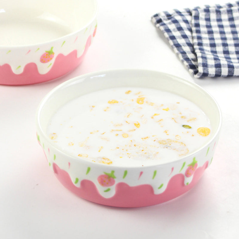 Strawberry Salad Bowls - Bowl, ceramic bowl, serving bowls, noodle bowl, salad bowls, bowl for snacks, large serving bowl | Bowls for dining table & home decor