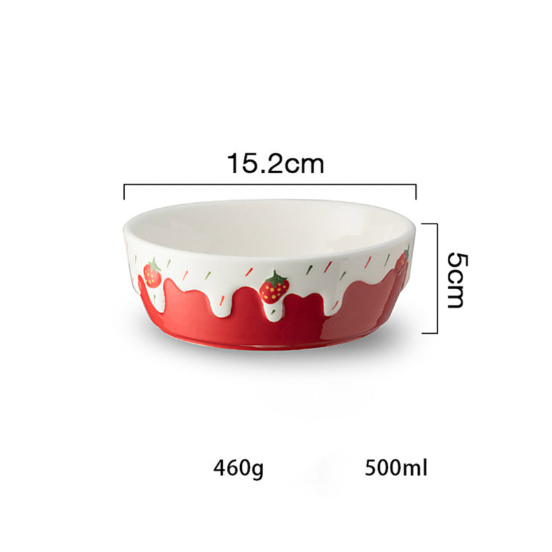 Strawberry Salad Bowls - Bowl, ceramic bowl, serving bowls, noodle bowl, salad bowls, bowl for snacks, large serving bowl | Bowls for dining table & home decor