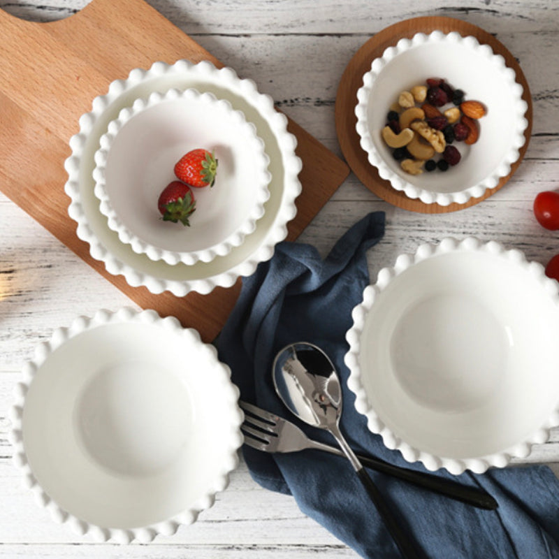 Scalloped Bowl Round - Bowl,ceramic bowl, snack bowls, curry bowl, popcorn bowls | Bowls for dining table & home decor