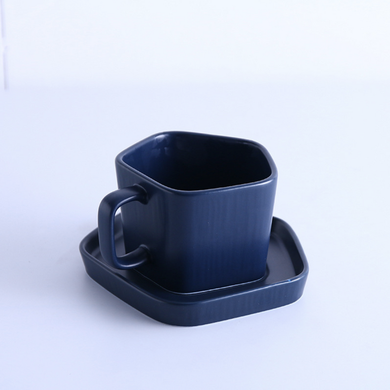 Pentagon Mug with Saucer Blue- Tea cup, coffee cup, cup for tea | Cups and Mugs for Office Table & Home Decoration