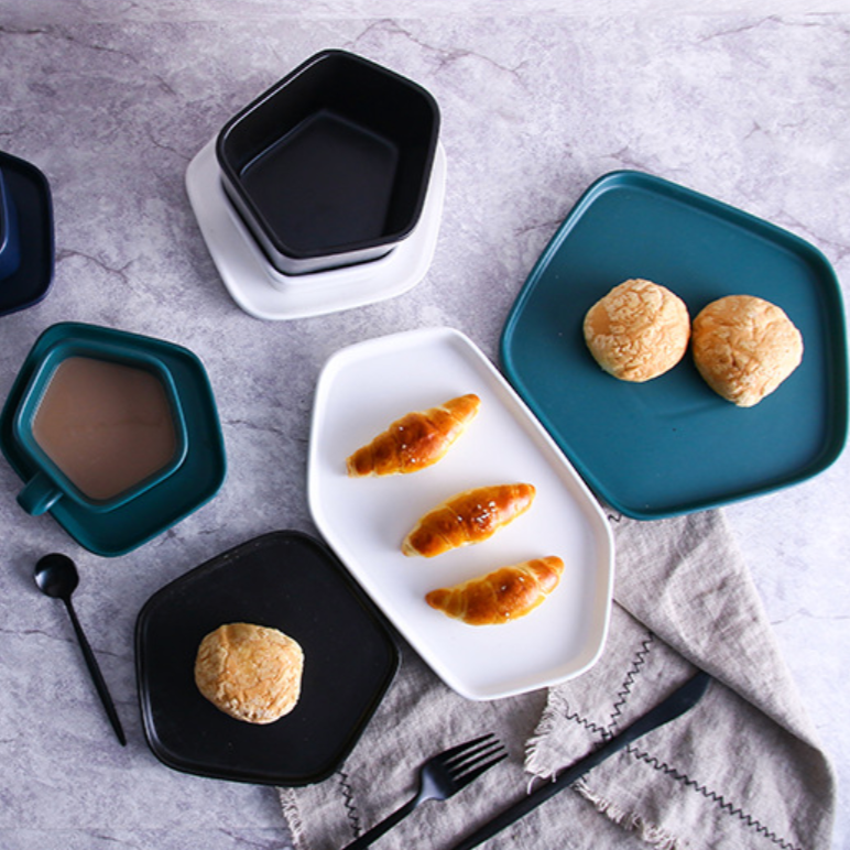 Pentagon Serving Plates - Ceramic platter, serving platter, fruit platter | Plates for dining table & home decor