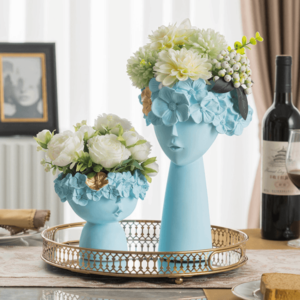 Abstract Blue Vase - Flower vase for home decor, office and gifting | Home decoration items